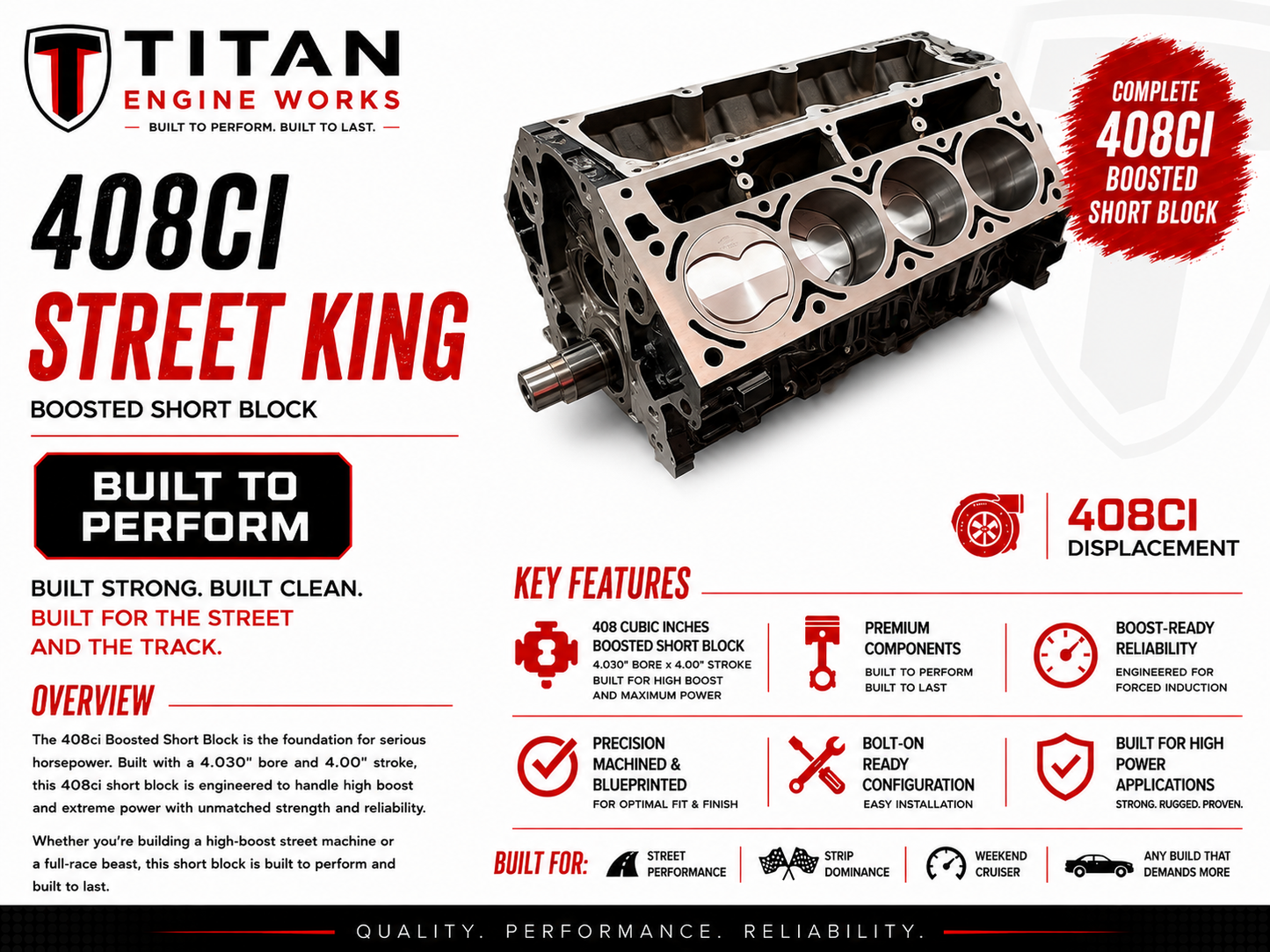 408ci Boosted Series LS Short Block
