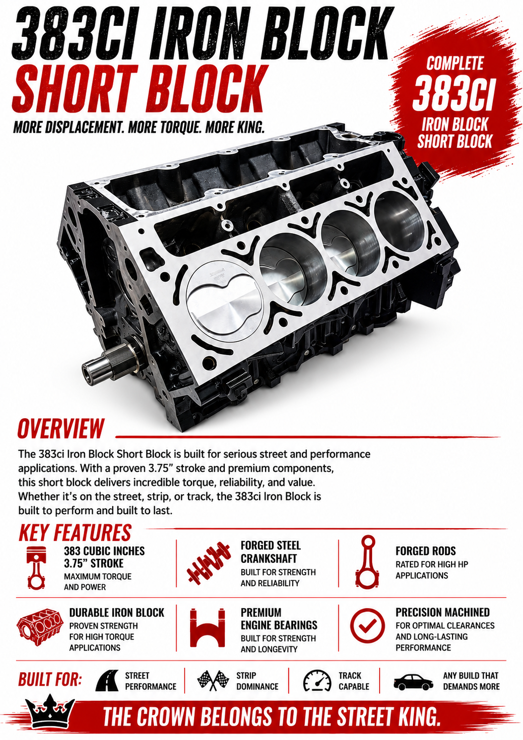 383ci Naturally Aspirated LS Stroker Short Block